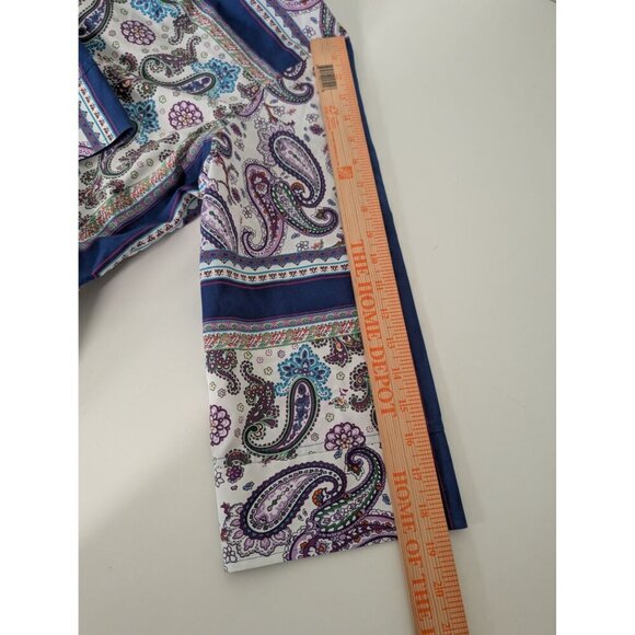 Chicos 3 Paisley No Iron Shirt Womens Size XL Blue Floral Window Pane Button Up - Picture 6 of 9